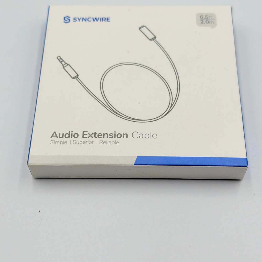 Syncwire Audio Extension Cable 3.5mm Aux Male to Female 6.5ft Black SW-SC620 NEW